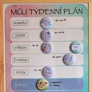 Orientovat se v týdenních kroužcích je občas oříšek i pro rodiče🤭, natož aby si děti pamatovaly, co je další den čeká 🙏.....